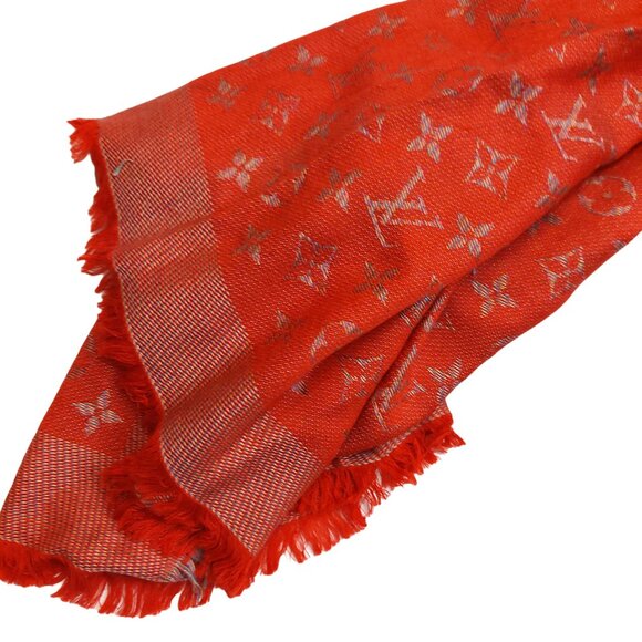 LOUIS VUITTON LV Vintage Red & Silver Metallic Silk Wool Scarf Shawl Wrap - Picture 5 of 10